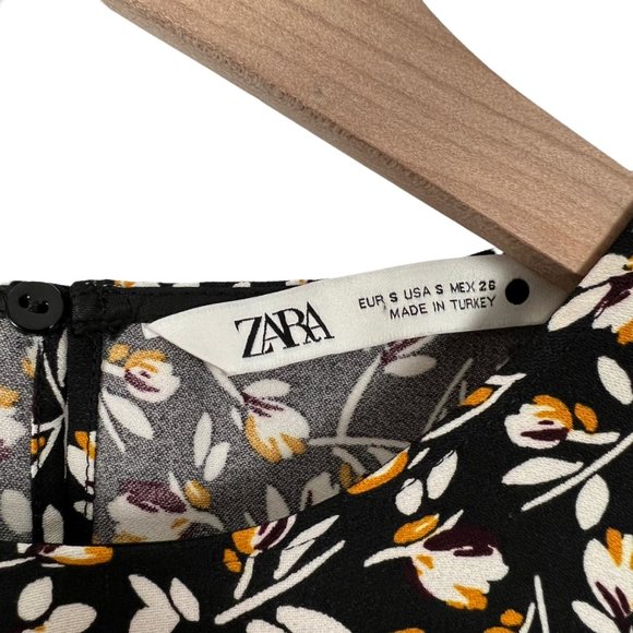 Stunning Zara Balloon Long Sleeve Floral Print Oversized Babydoll Mini Dress - S - Picture 2 of 5